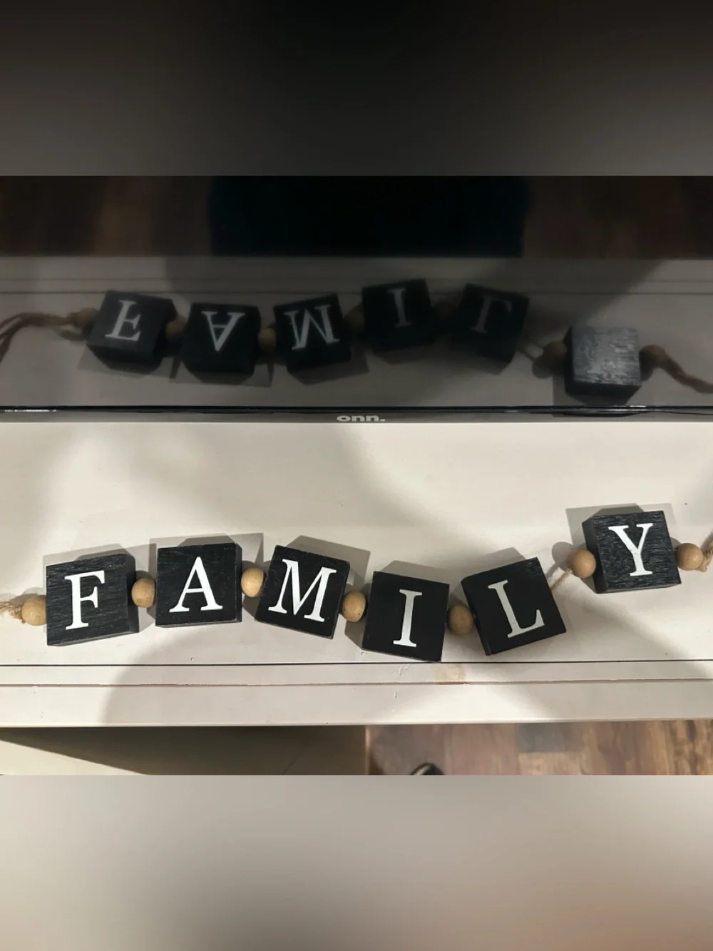 Black 'FAMILY' Block Bead Hanging Sign - Home Holiday Decor